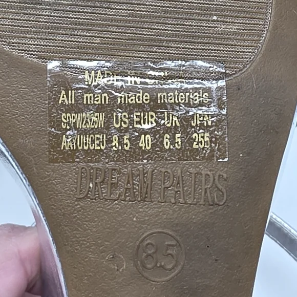 Womens Size 8.5 Silver Rhinestone Square Open Toe Strappy Wedge Sandals Elegant - Picture 7 of 10